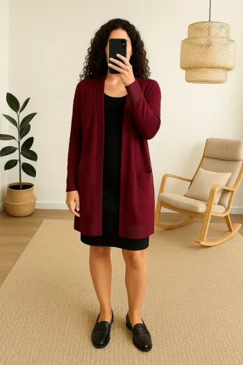 Gilet long bordeaux neuf taille 34 👕