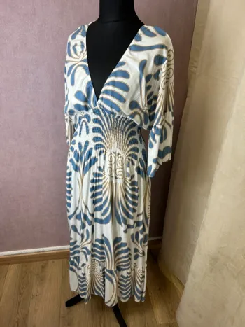 Robe longue femme robe chic femme robe été femme taille 44 taille 46 bleu