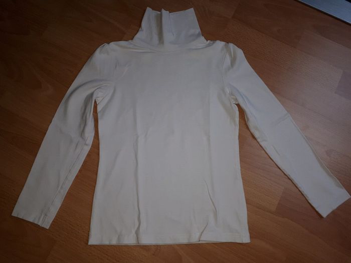 Tshirt sous-pull manches longues col roulé blanc T 10 ans