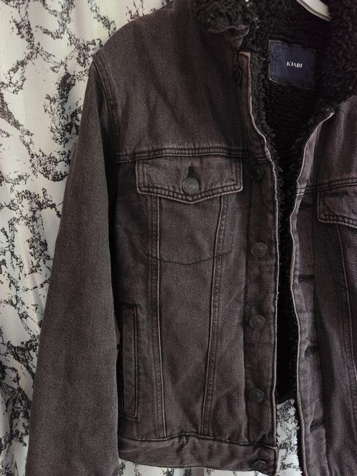 Veste noire en jean et doublure épaisse Homme taille S - photo numéro 2