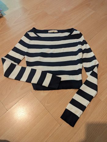 Crop top rayé manches longues