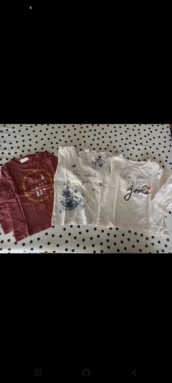 Lot de 3 t-shirts ML fille 12 mois