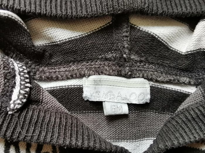 Pull capuche gris noir blanc Kimbaloo 6 mois - photo numéro 4