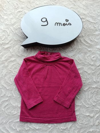 Sous pull col roulé rayures argentés Fille 9 mois U tout petits