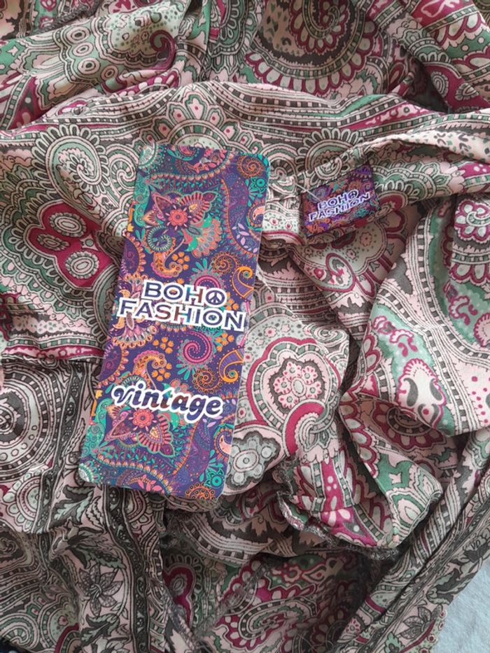 Très belle robe en soie bohème Boho Fashion taille unique neuve avec étiquette - photo numéro 4