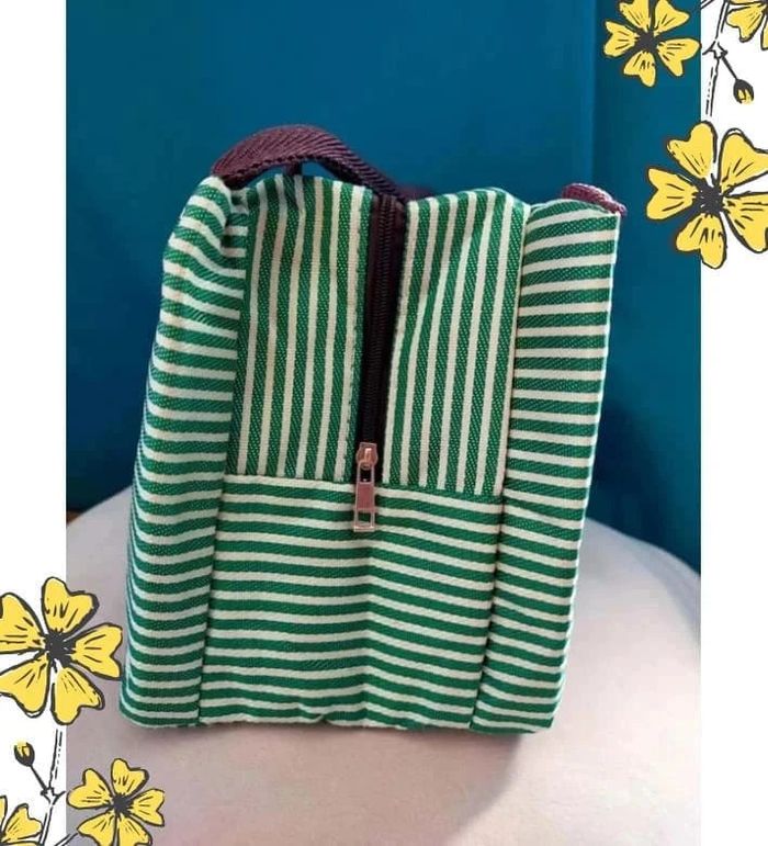 Sac isotherme rayé vert – Compact & pratique - lunchbox d’été - photo numéro 7