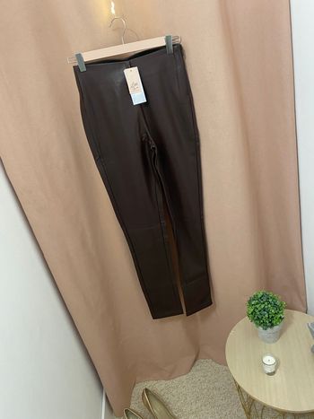Legging simili cuir chocolat Little Miss