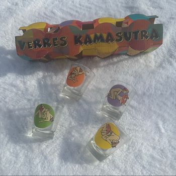 🔞 Coffret 4 verres à shot Kamasutra – État Neuf