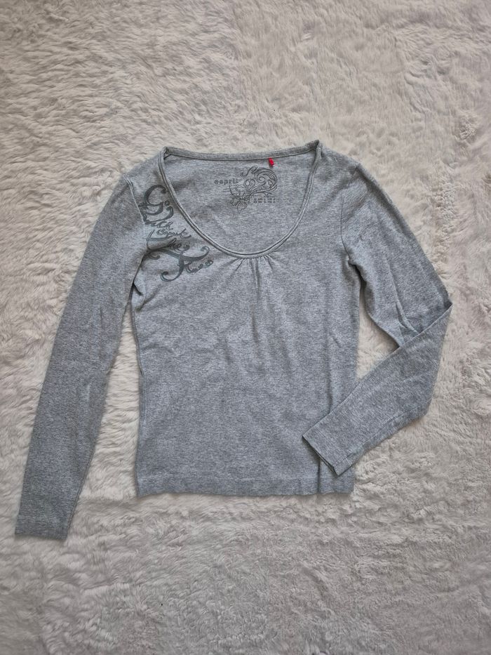 T shirt manches longues gris - photo numéro 1