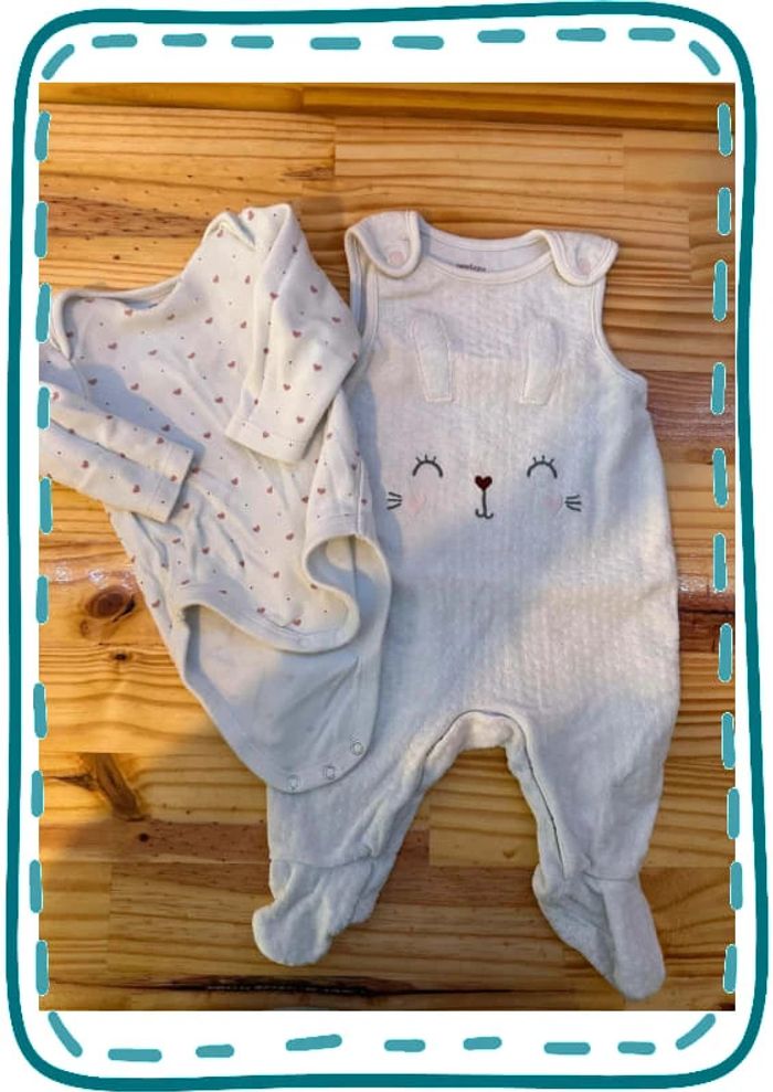 Ensemble salopette + bodies 3mois