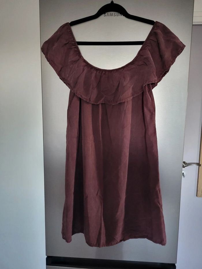 Robe col bateau prune