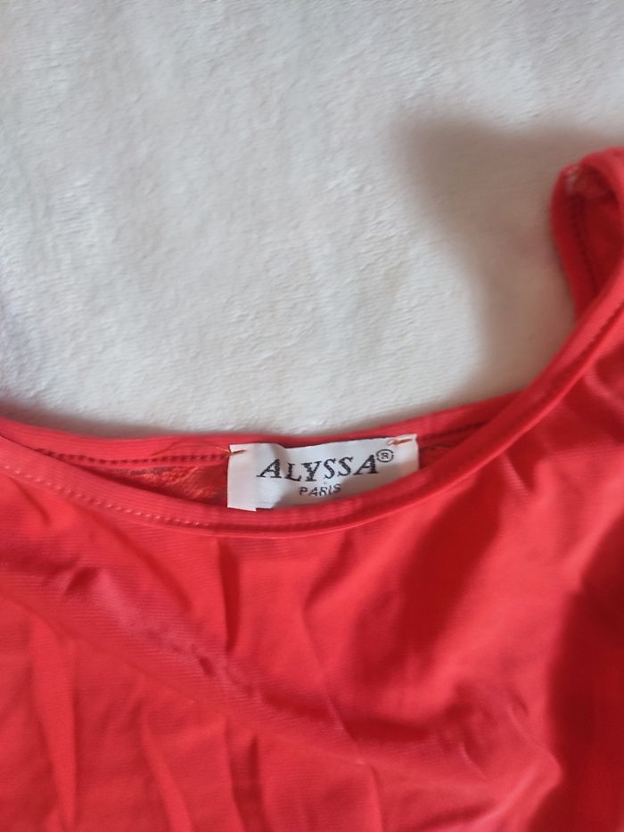 Robe tunique orange et kaki avec ceinture dorée et dentelle au dos taille 36 - photo numéro 2