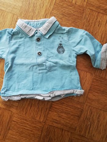Pull chemise bleu vertbaudet garçon 3 mois