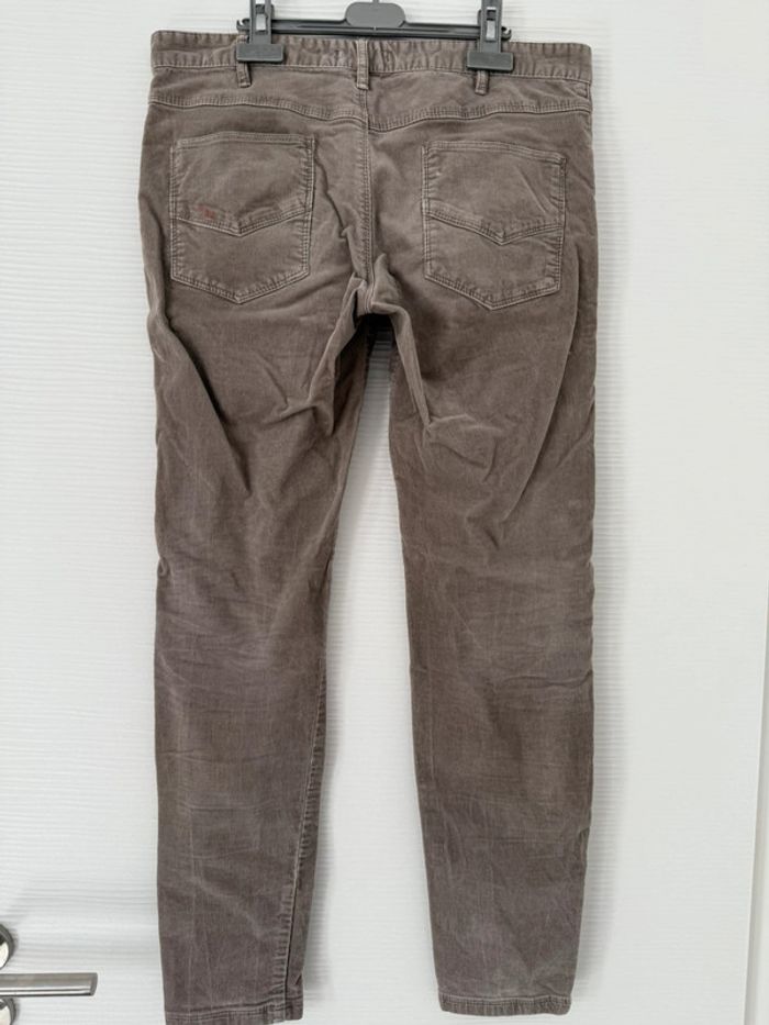 Pantalon slim skinny droit en velours beige gris clair - photo numéro 7