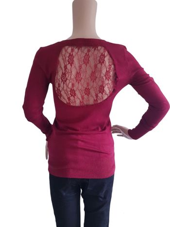 Clockhouse - Pull col V, dos en dentelle - Bordeaux - Neuf !