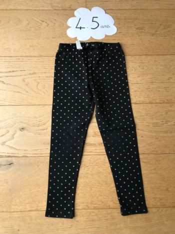 Legging chaud doublé tex noir à pois gris 4-5 ans