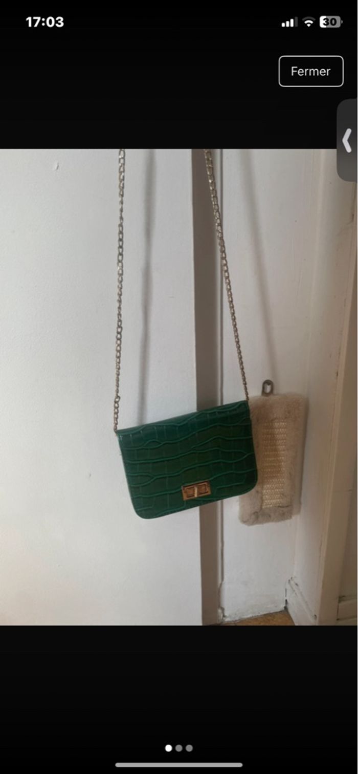 Sac à makn pochette verte croco