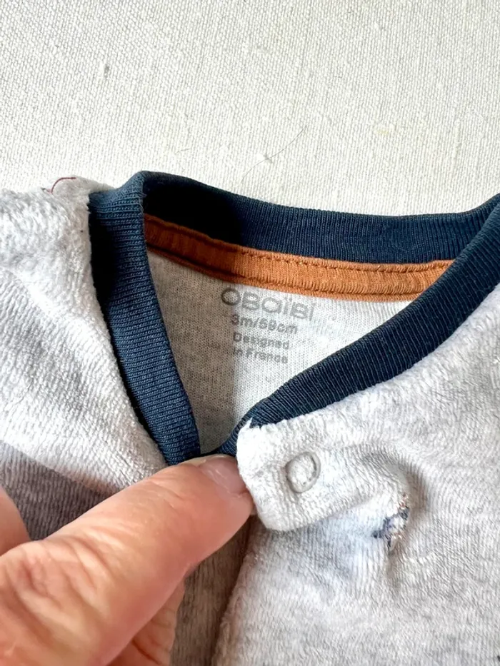 Lot 2 pyjamas Obaïbi 3 mois 59 cm – baleines & pingouins - bleu et gris – très bon état - photo numéro 8
