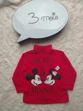Sous pull col roulé Mixte 3 mois Mickey Minnie Disney 100% coton