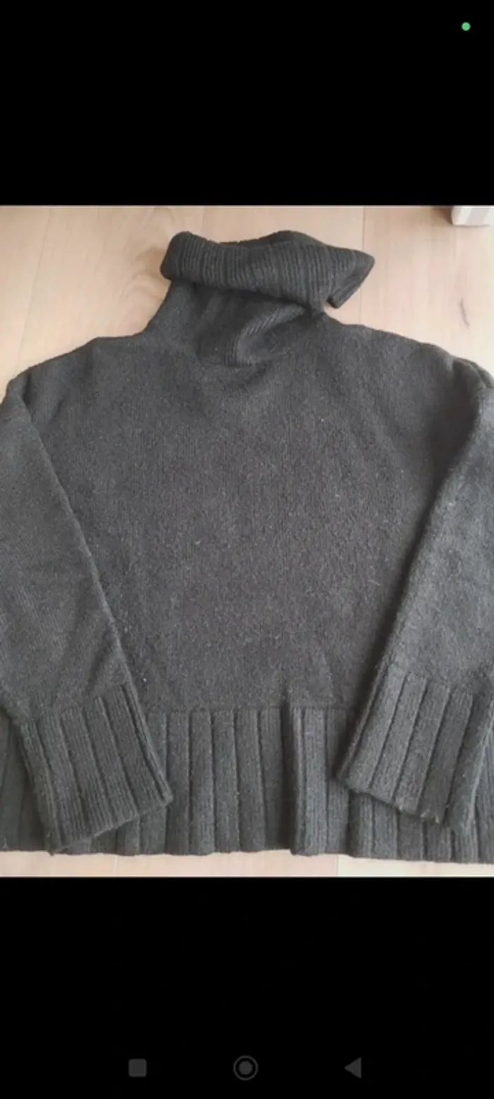 Pull col roulé noir Stradivarius S - photo numéro 2
