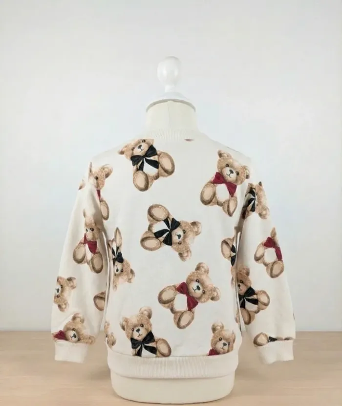 Sweat Blanc Imprimé Oursons "Teddy Bear" H&M - Taille 4-6 Ans - photo numéro 2