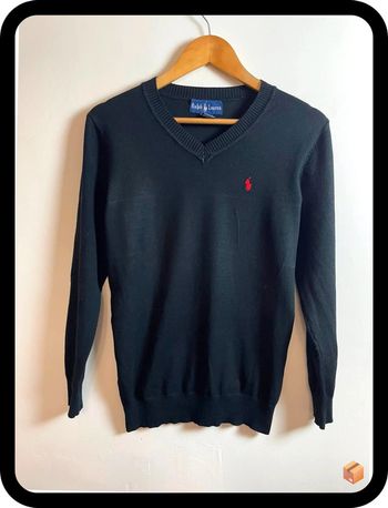 Pull Ralph Lauren léger – Taille L – Noir – 100 % Laine
