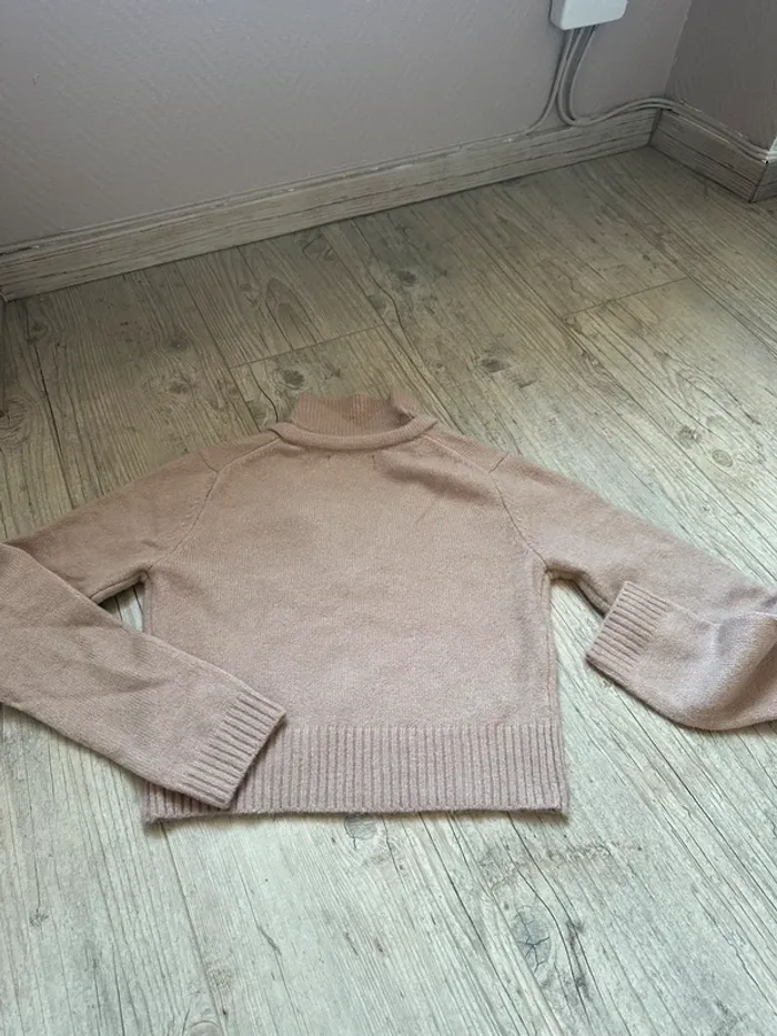 Pull crop top polo en maille touché doux xs - photo numéro 2