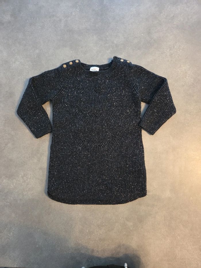 Robe pull hiver fille épais bleu marine métallisé T3ans TBE tape a l'œil