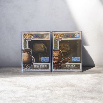 Funko Pop Nico Robin Bronze 2179 Franky 2180 Bronze One Piece Figure Bundle Case