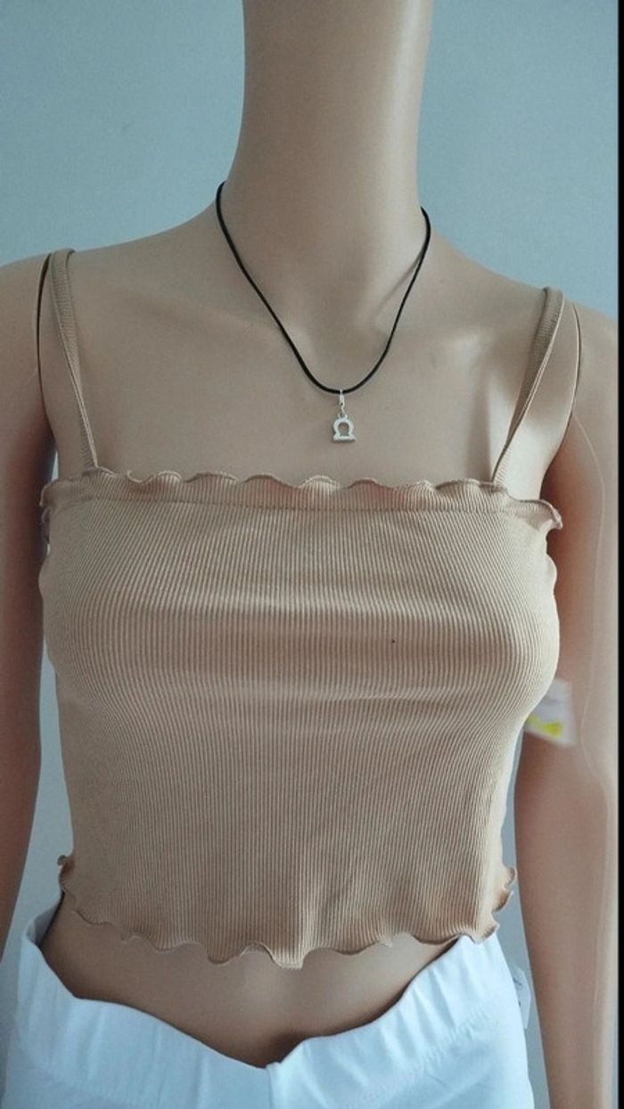 Petit haut court débardeur beige taille m - photo numéro 2