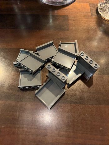 10 Lego Panel 1 x 4 x 3 with Side Supports - Hollow Studs ref 60581 Dark Bluish Gray