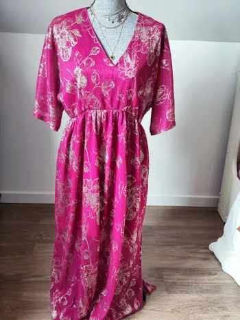 Robe longue rose et or Lilie Rose