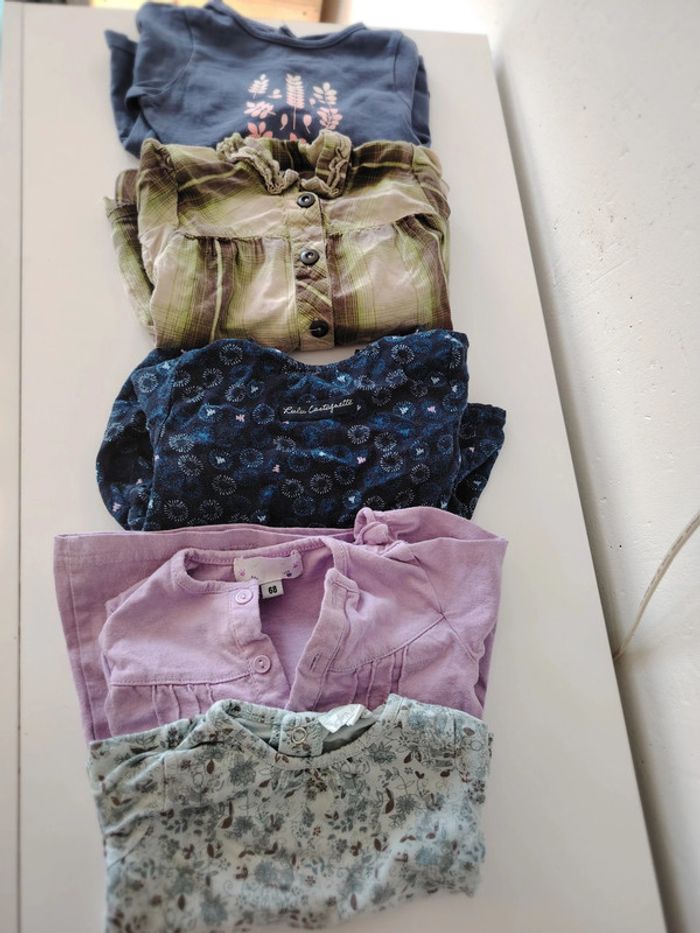 Lot 5 t-shirt manches longues 6 mois