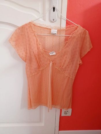 Chemisier manches courtes abricot taille 38/40