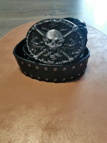 Ceinture tête de mort motard riders argenté