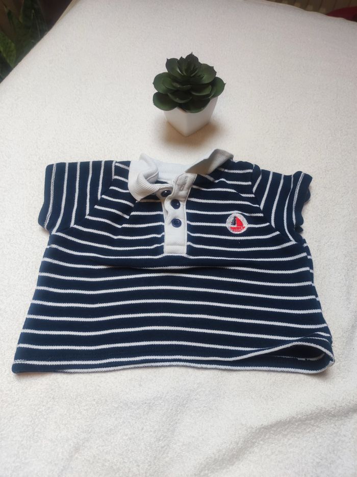 Polo marine ligné garçon - Taille 3 mois - Babib*u - photo numéro 2