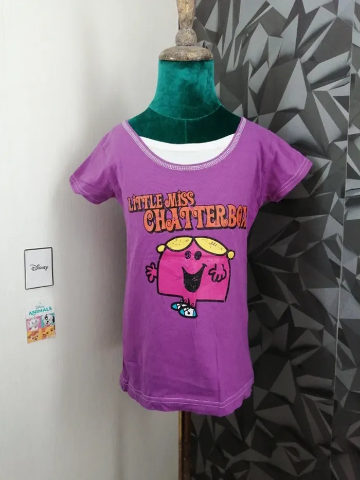 Tee-shirt violet imprimé madame bavarde / monsieur madame / (10ans) - photo numéro 2