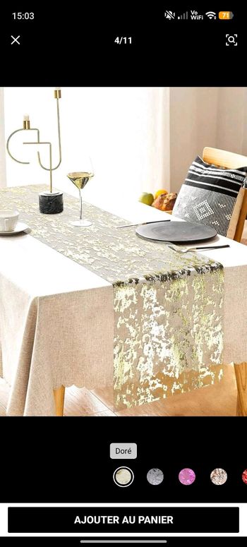 Lot chemin de table doré 