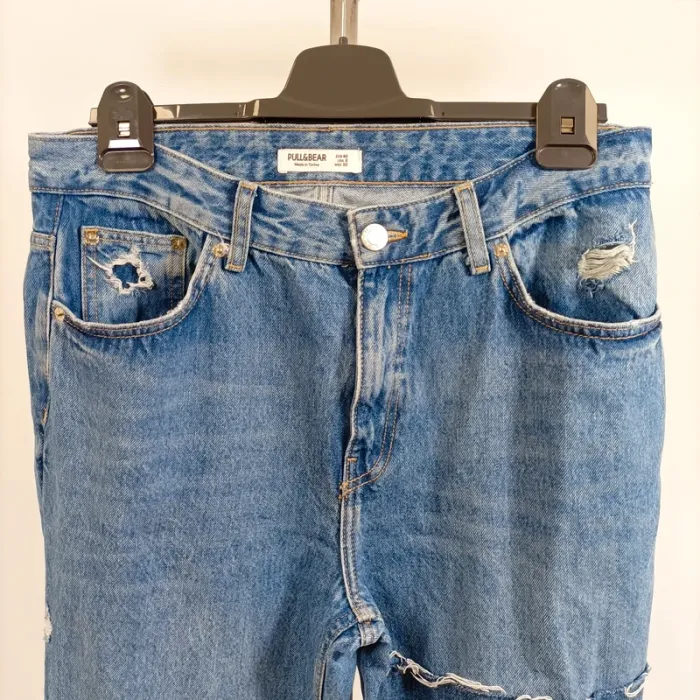 Jean patchwork boyfriend Pull&Bear Jean droit Femme Taille 40 - A395 - photo numéro 2