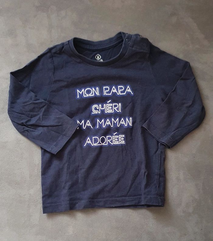 Tee Shirt Bleu Marine Manches Longues 12 Mois