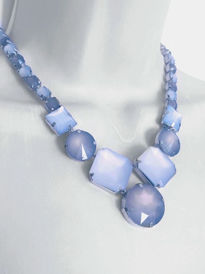 Collier serti lila parme argenté rétro - photo numéro 4