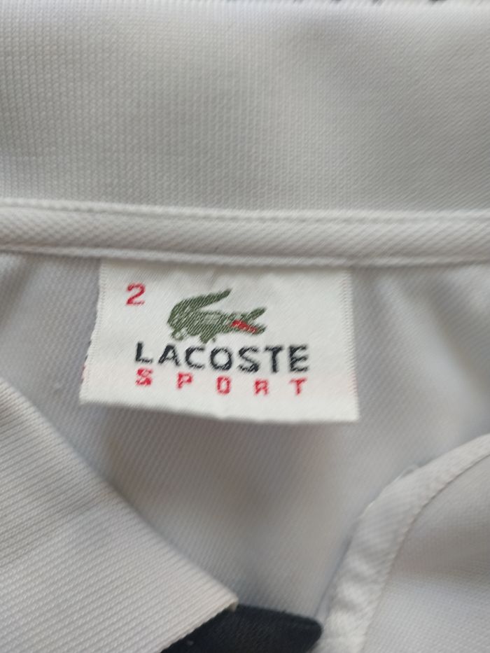 polo lacoste sport blanc noir vert taille 2 tennis casual - photo numéro 3
