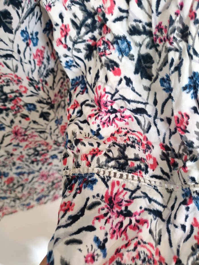 Blouse blanche à fleurs froissée vintage mignon - photo numéro 4