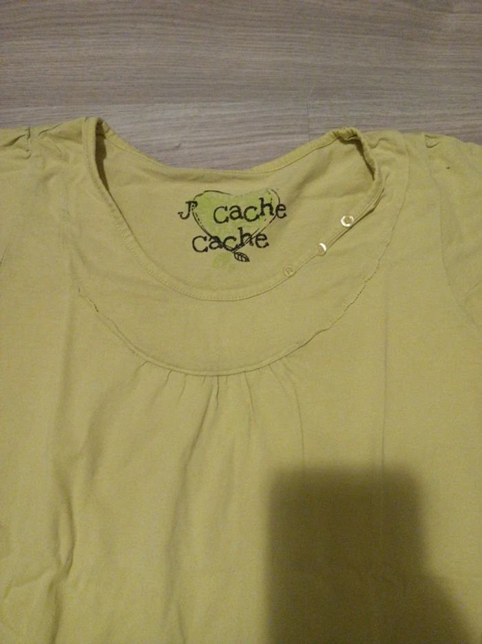 T-shirt uni femme vert taille 1 (S-36) en bon état - photo numéro 2