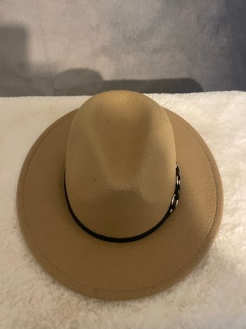 Chapeau, Fedora, beige neuf Camel, clair, taille réglable bohème, chic