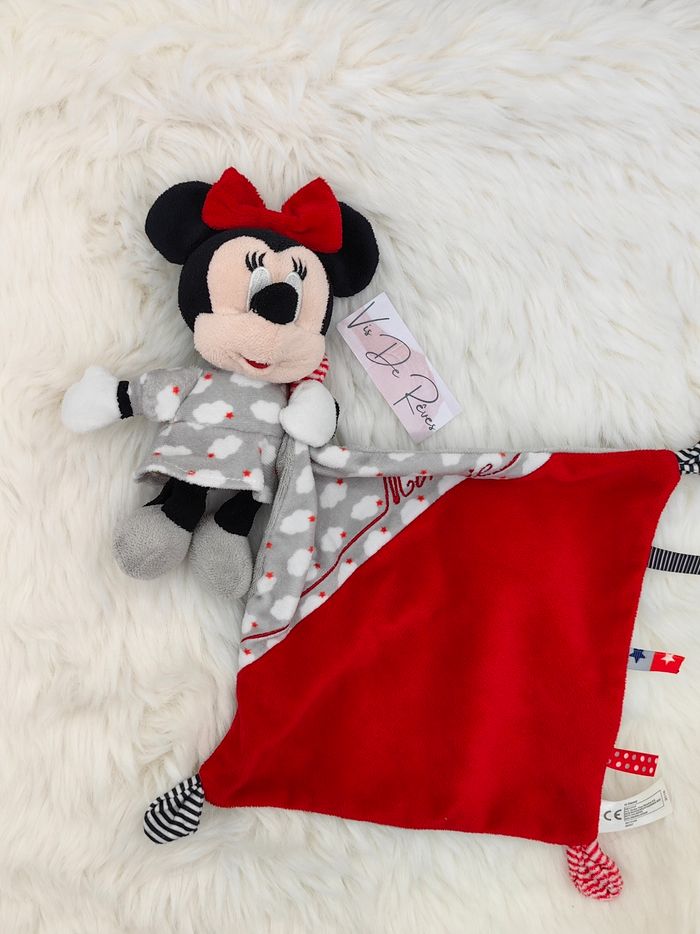 Doudou mouchoir Minnie Rouge Gris Nuages - photo numéro 2