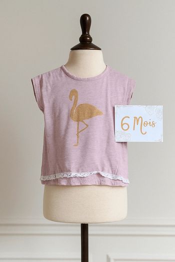 T-shirt rose manche courte - 6 mois - Grain de blé