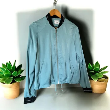 Bomber fluide satiné rétro vert turquoise S