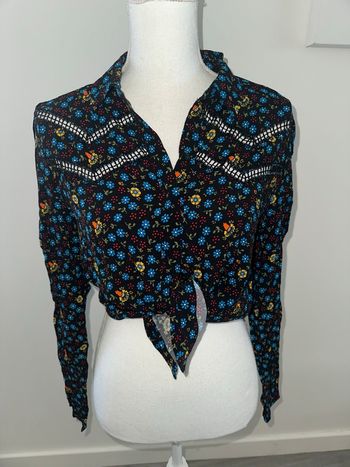 Chemisier à fleurs noir et multicolore Maje T3 40 L