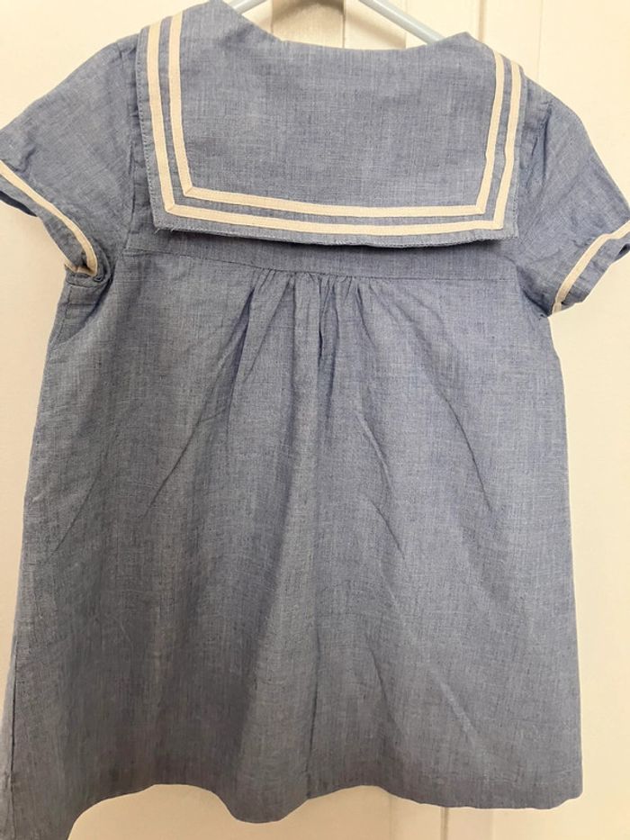 Robe chemise bleu col marin dos 24 mois fille Cyrillus - photo numéro 4